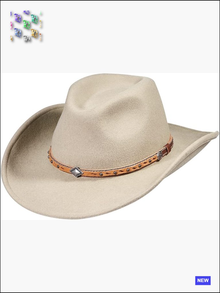 Wool Cowboy Hat Water-Resistant Wide Brim Western Shapeable Rancher Hat